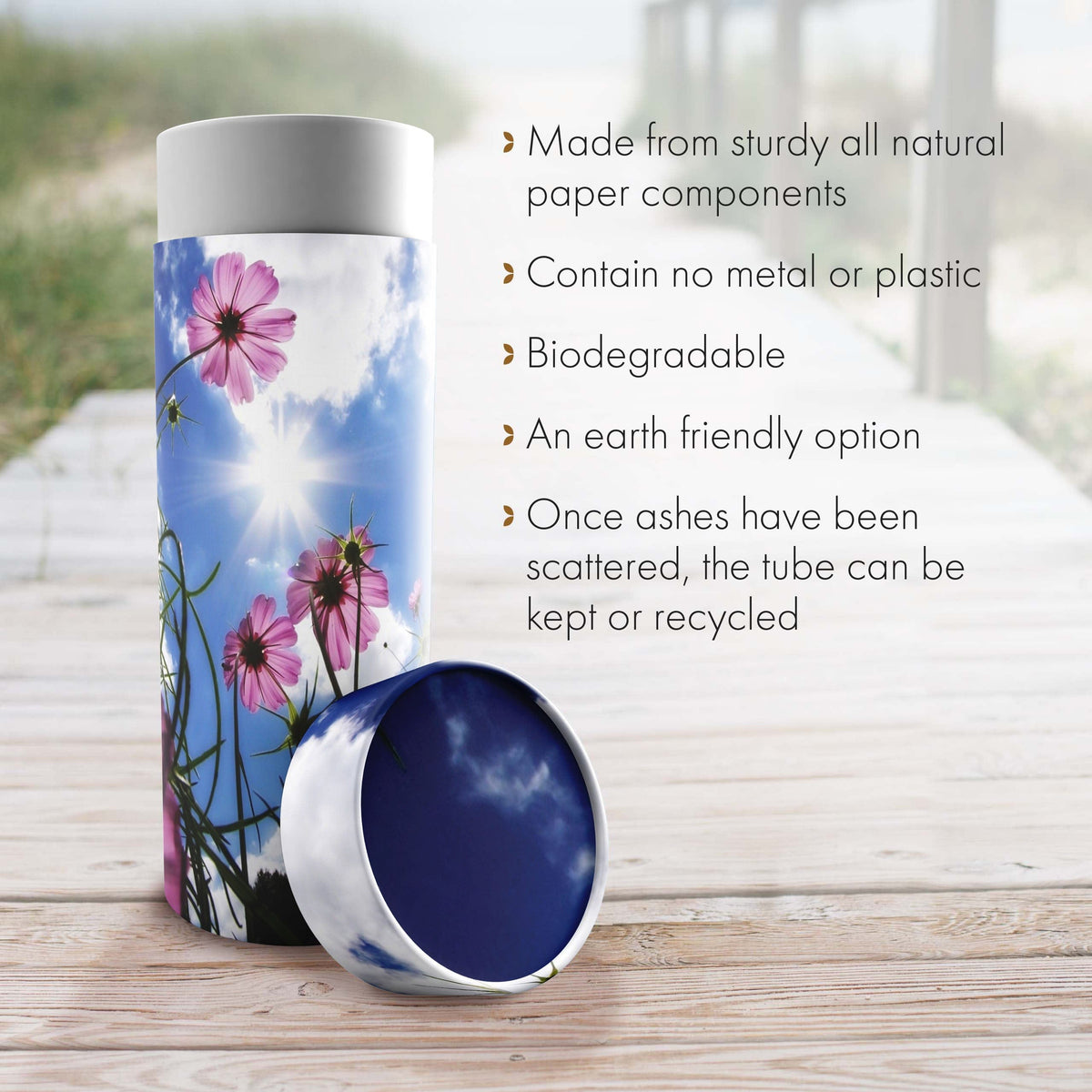 Commemorative Cremation Urns Morning Glories - Biodegradable &amp; Eco Friendly Burial or Scattering Urn / Tube