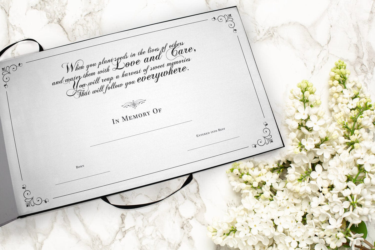 Commemorative Cremation Urns Morning Glories Matching Themed 'Celebration of Life' Guest Book for Funeral or Memorial Service