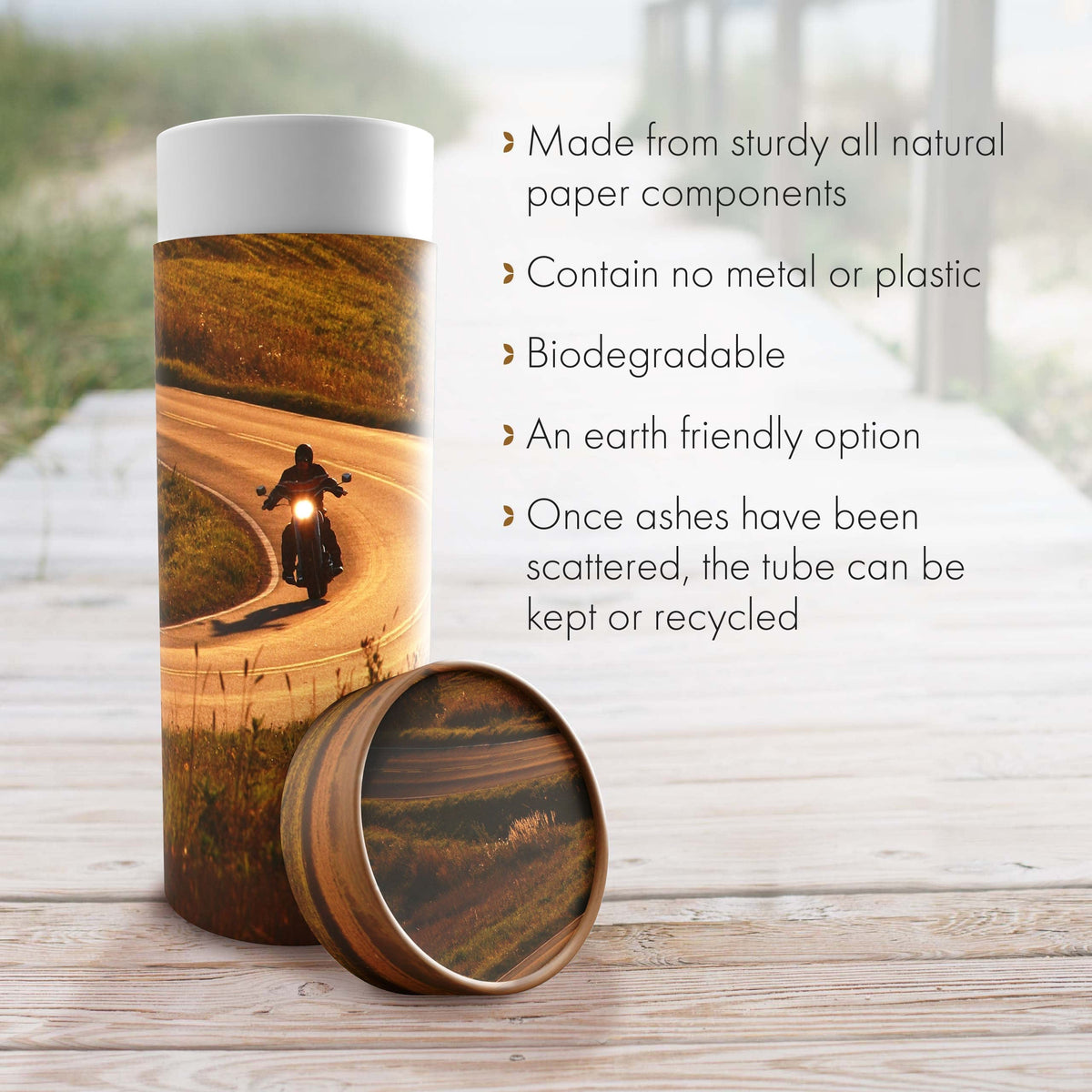Commemorative Cremation Urns Motorcycle Biodegradable & Eco Friendly Burial or Scattering Urn / Tube
