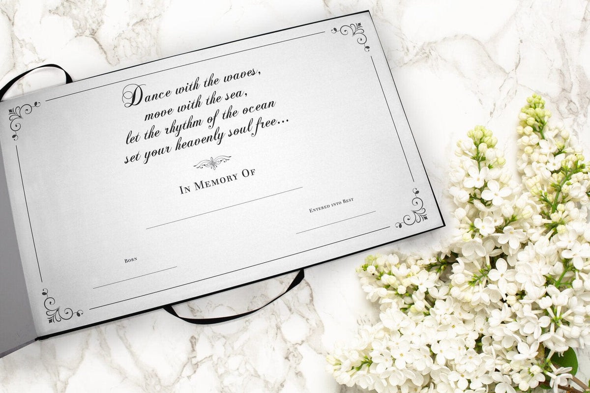 Commemorative Cremation Urns Oceanic Matching Themed 'Celebration of Life' Guest Book for Funeral or Memorial Service