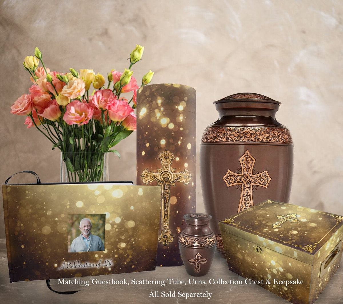 Commemorative Cremation Urns Our Lord and Savior (Gold) - Biodegradable &amp; Eco Friendly Burial or Scattering Urn / Tube