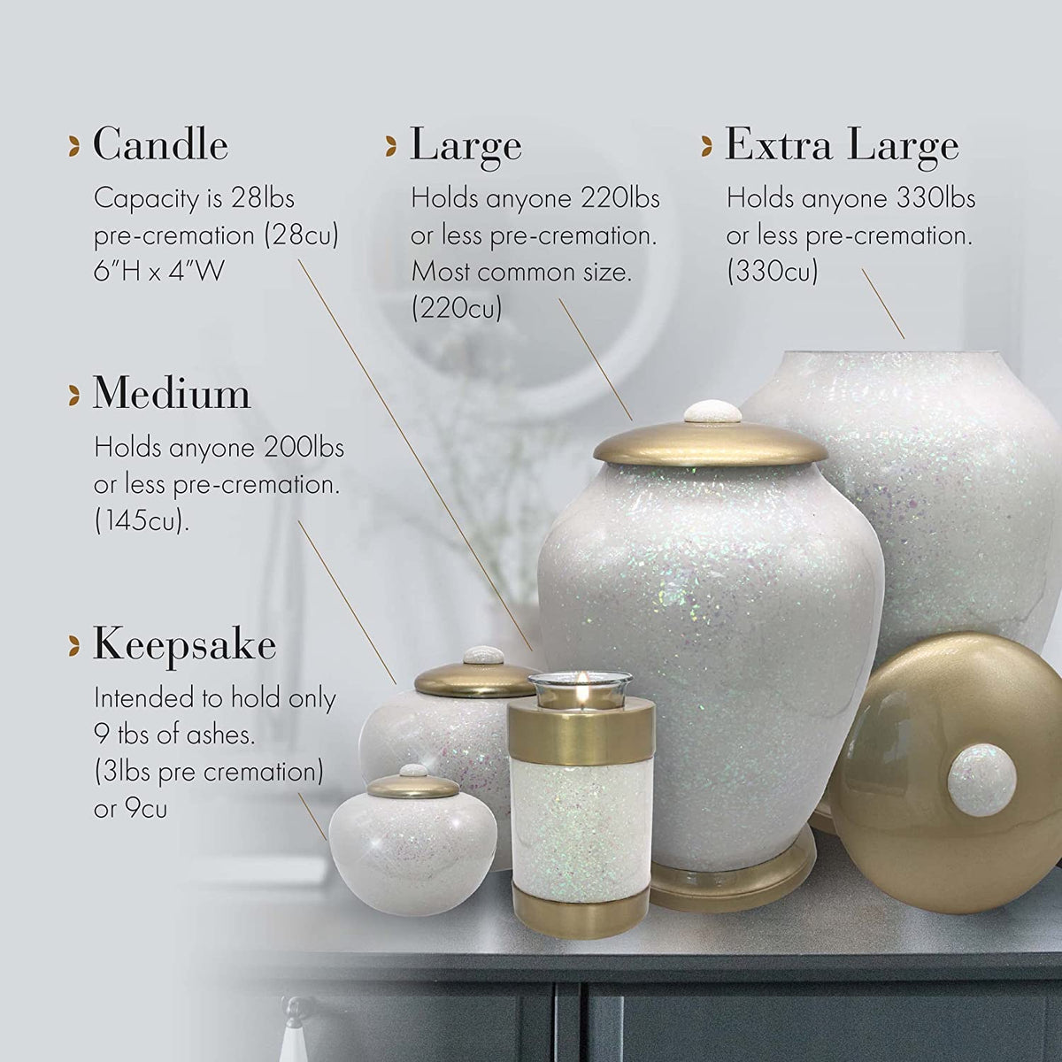 Commemorative Cremation Urns Prismatic Shimmering Light Cremation Urn