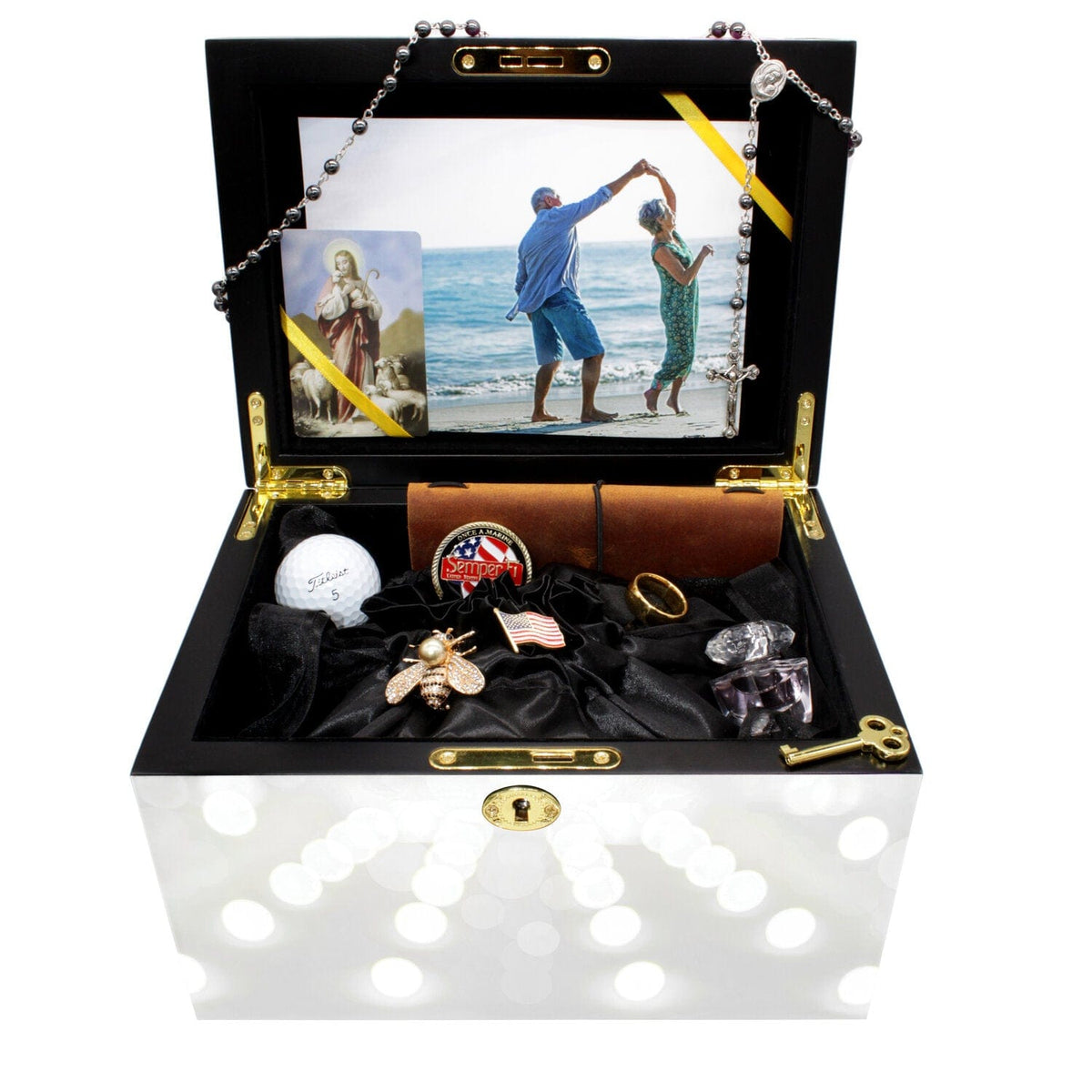 Commemorative Cremation Urns Shining His Light (Silver) Memorial Collection Chest Cremation Urn