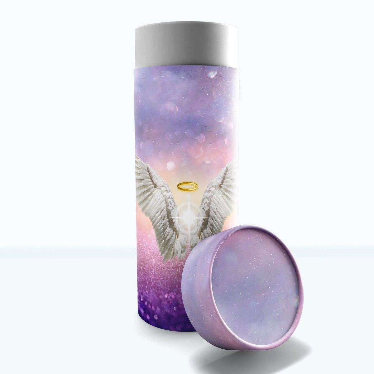 Commemorative Cremation Urns Small Guardian Angel (Purple) - Biodegradable &amp; Eco Friendly Burial or Scattering Urn / Tube