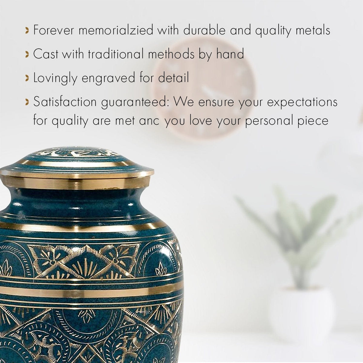 Commemorative Cremation Urns Teal Majestic Radiance Cremation Urn