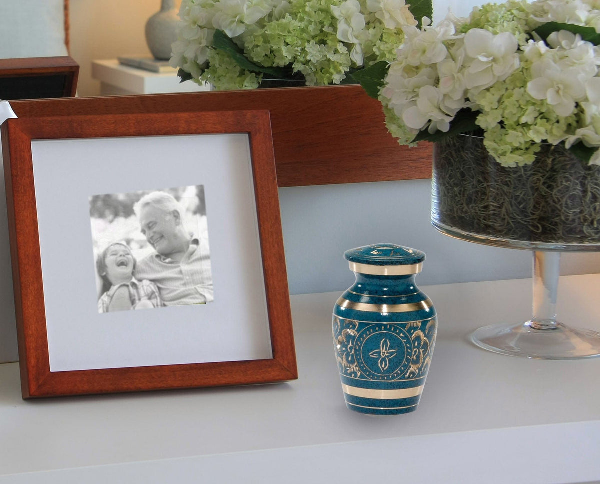 Commemorative Cremation Urns Teal Majestic Radiance Cremation Urn