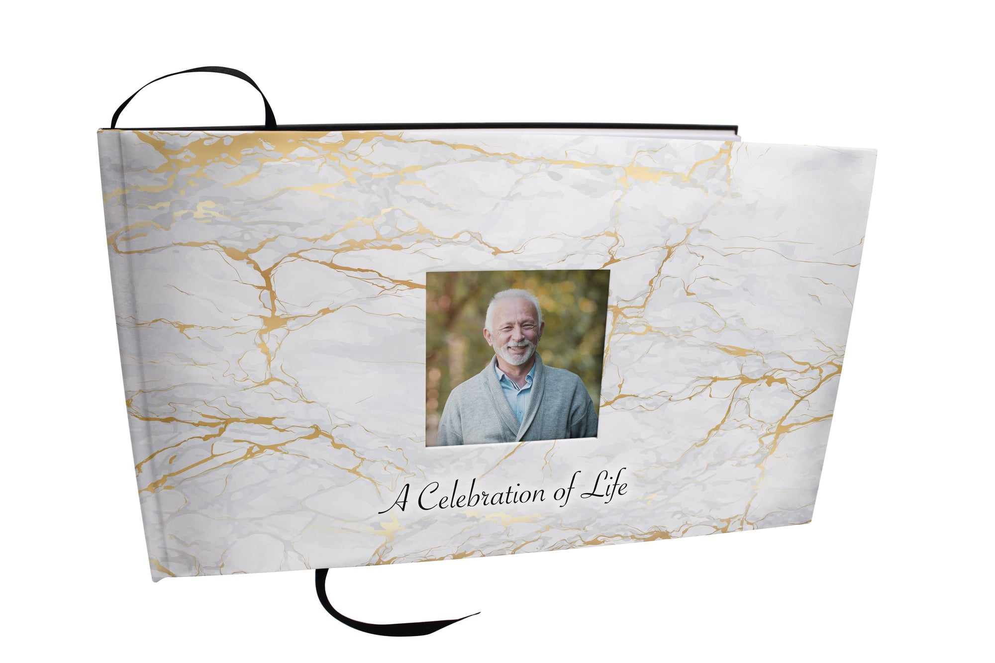 Commemorative Cremation Urns White Marble Matching Themed 'Celebration of Life' Guest Book for Funeral or Memorial Service