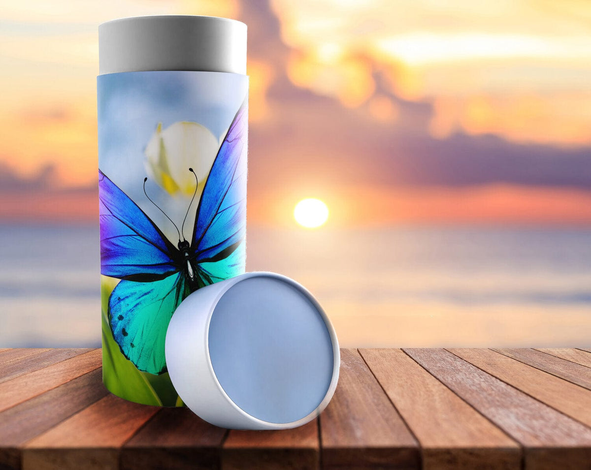 Commemorative Cremation Urns Wild Butterflies Biodegradable & Eco Friendly Burial or Scattering Urn / Tube
