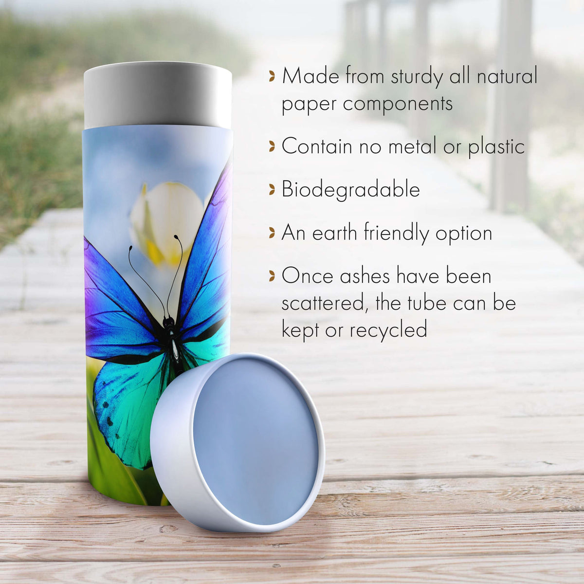 Commemorative Cremation Urns Wild Butterflies Biodegradable & Eco Friendly Burial or Scattering Urn / Tube