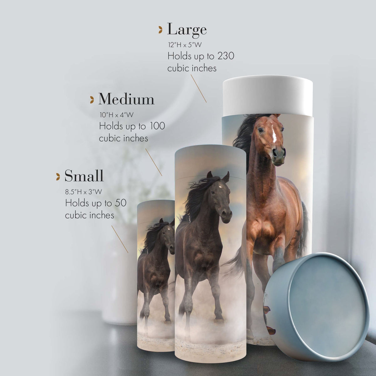 Commemorative Cremation Urns Wild Horses Biodegradable & Eco Friendly Burial or Scattering Urn / Tube