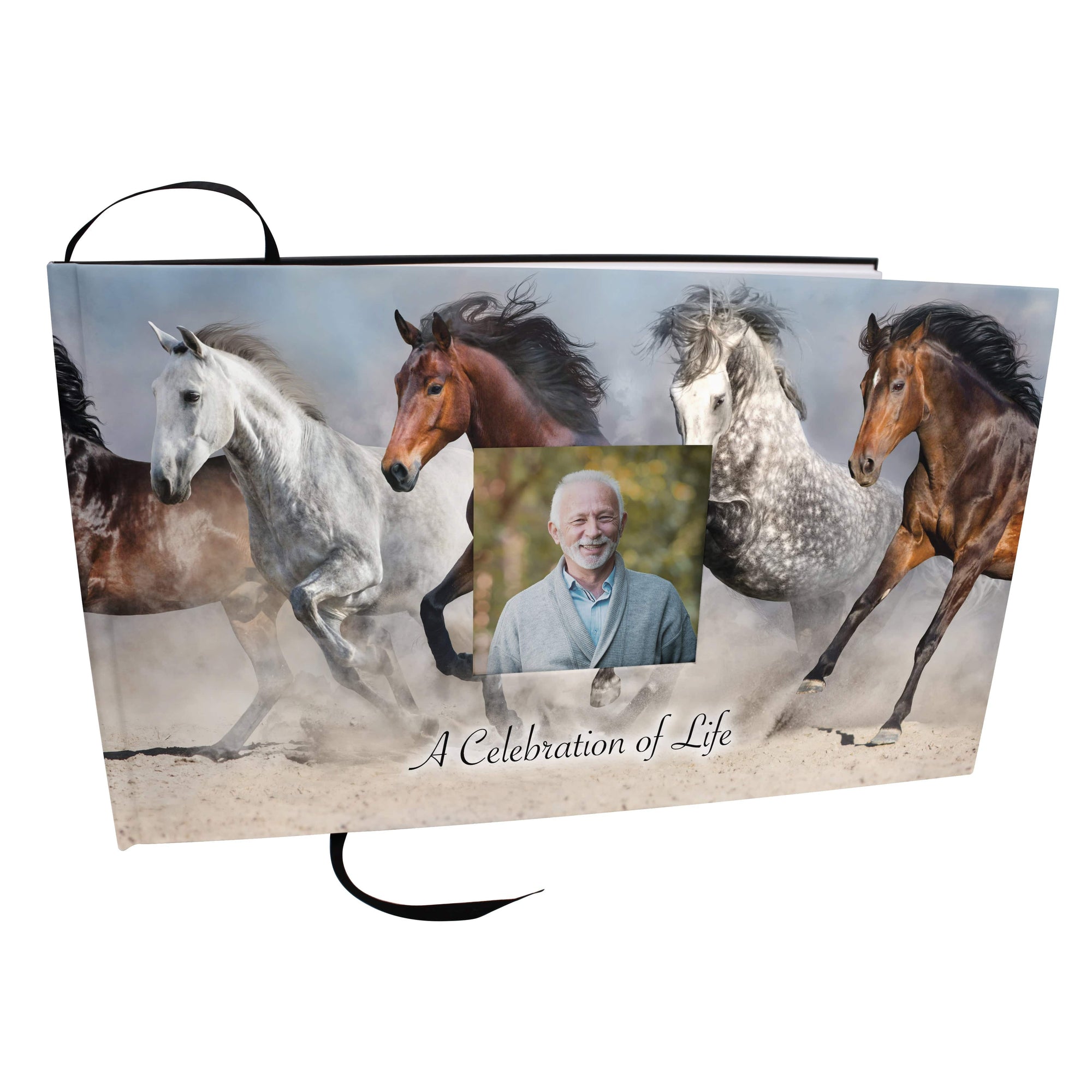 Commemorative Cremation Urns Wild Horses Matching Themed 'Celebration of Life' Guest Book for Funeral or Memorial Service