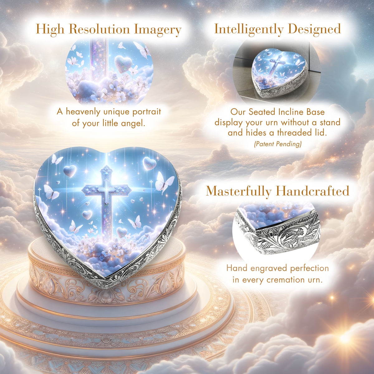 White Cross Baby/ Child Cremation Urn
