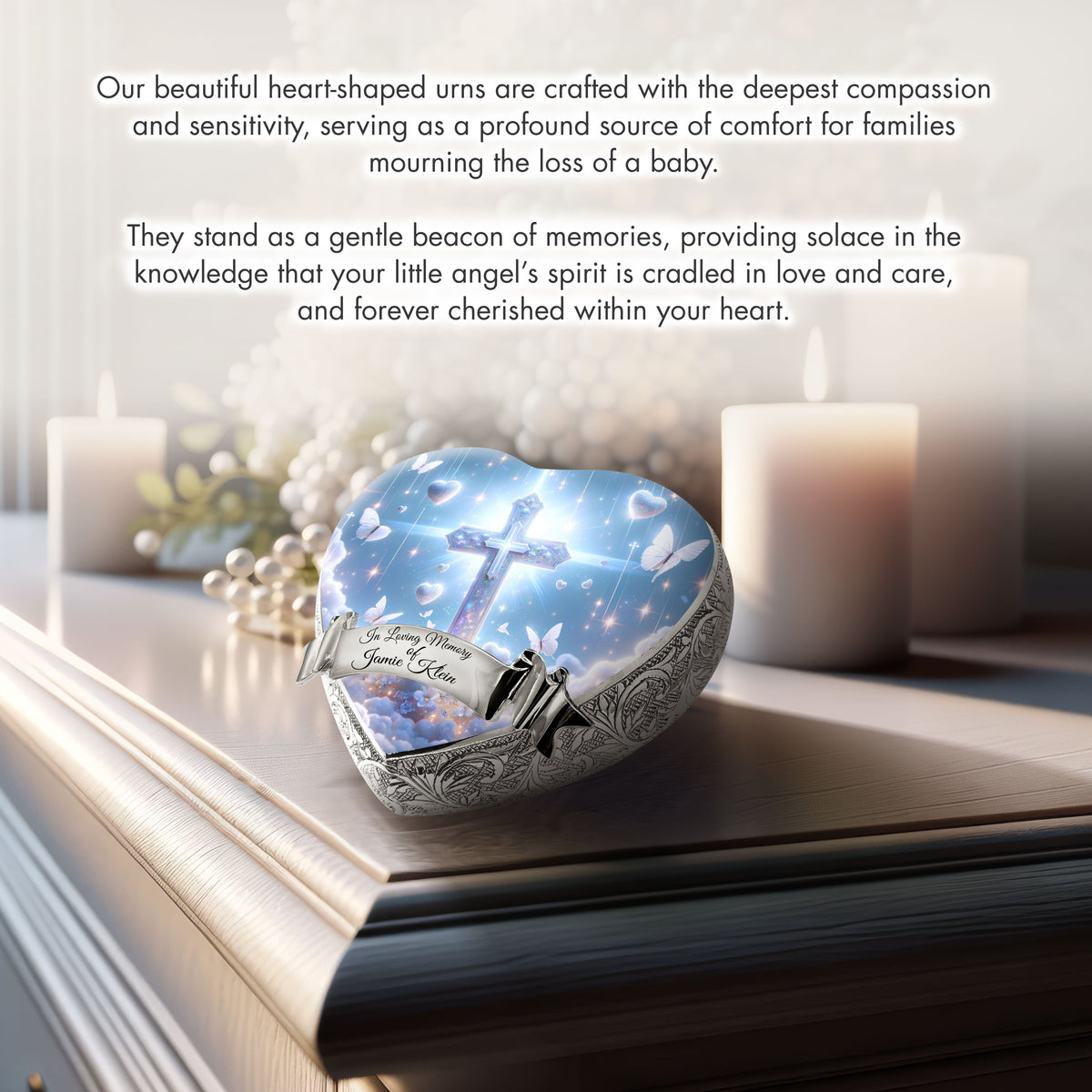 Baby Cremation Urn White Cross 