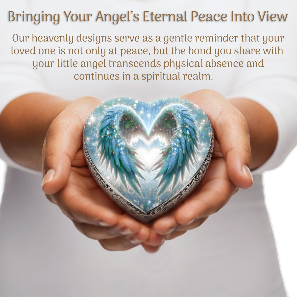 Teal Angel Embrace Baby or Child Cremation Urn