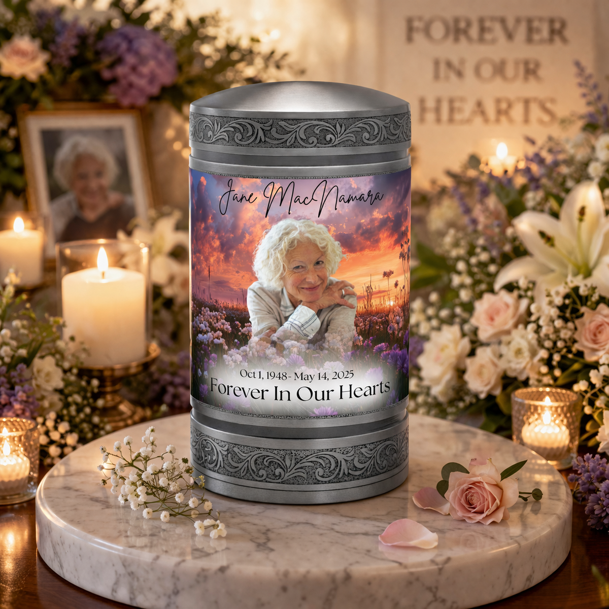 The Wildflower  - Eternal Column Custom Cremation Urn - Patent Pending