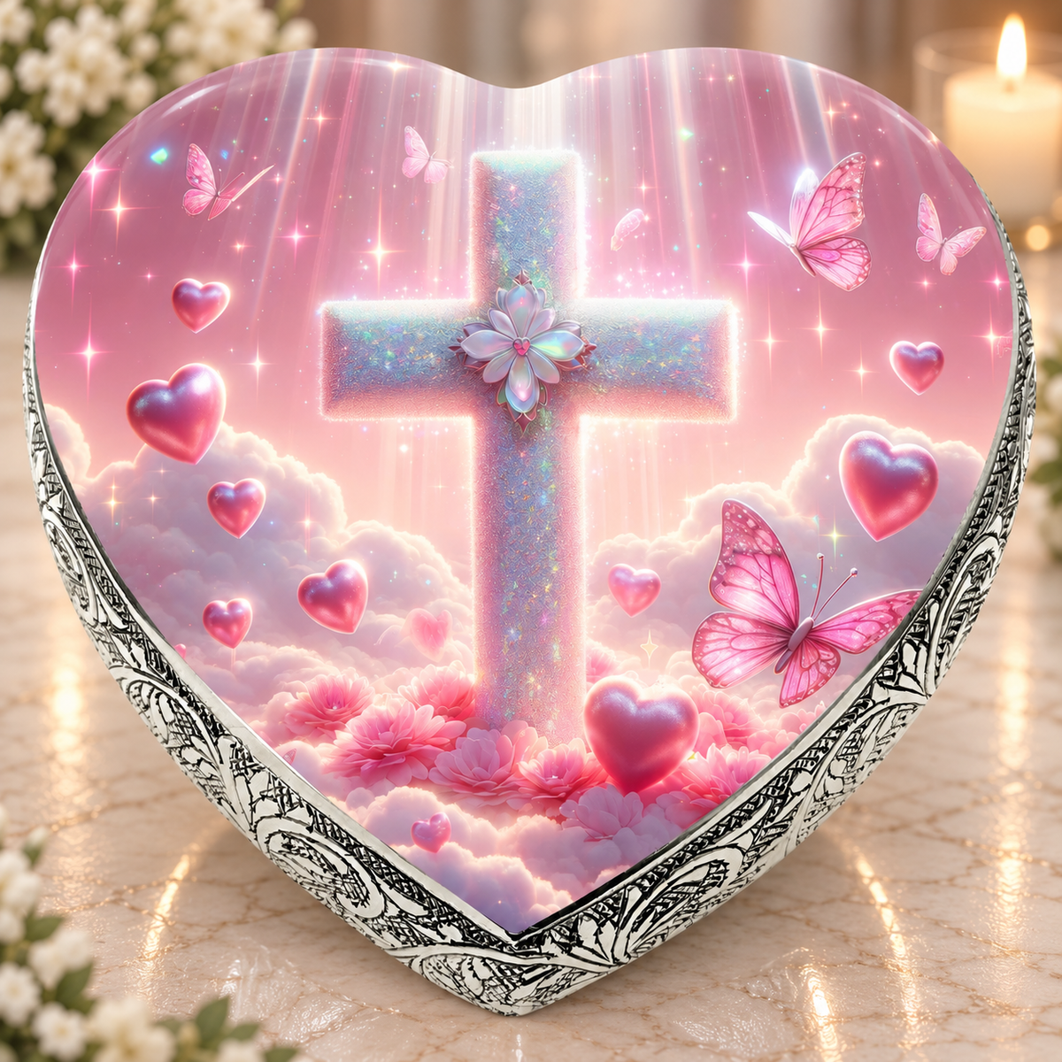 Sacred Scenes Pink Cross Baby or Child Cremation Urn