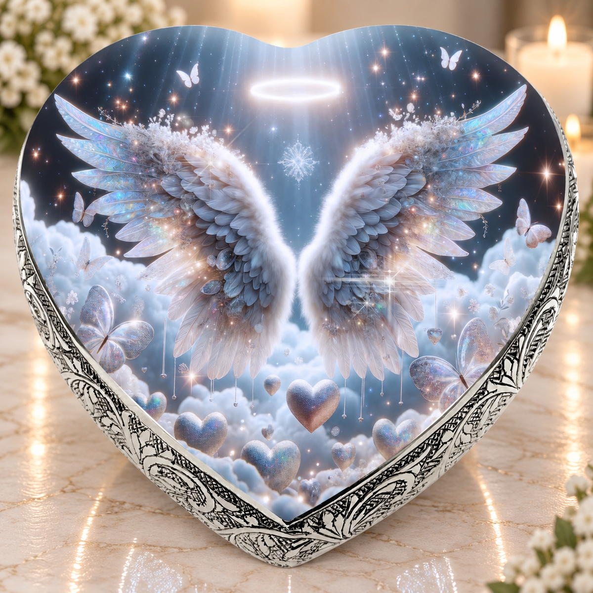 White Free Angel Baby or Child Cremation Urn