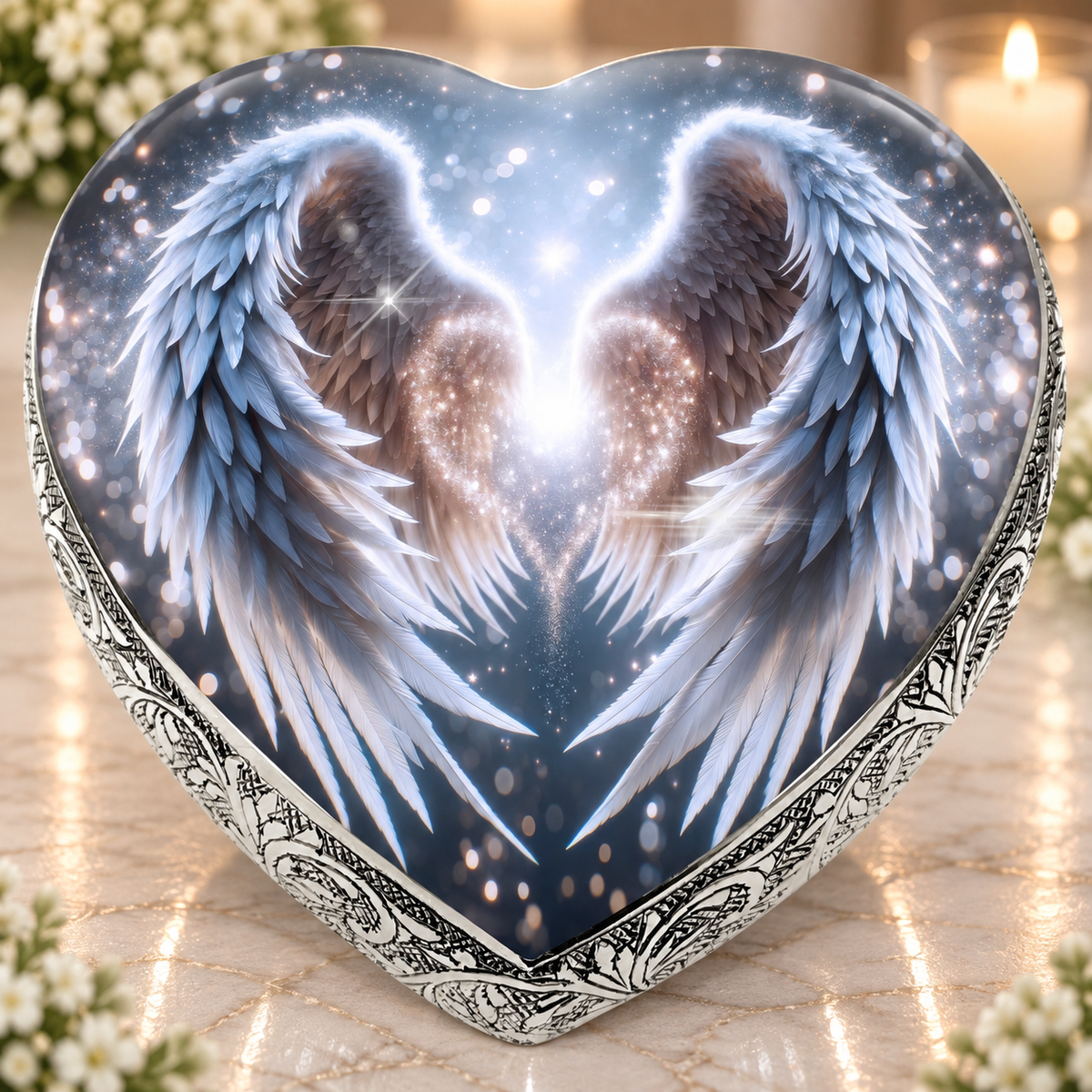 White Angel Embrace Baby or Child Cremation Urn