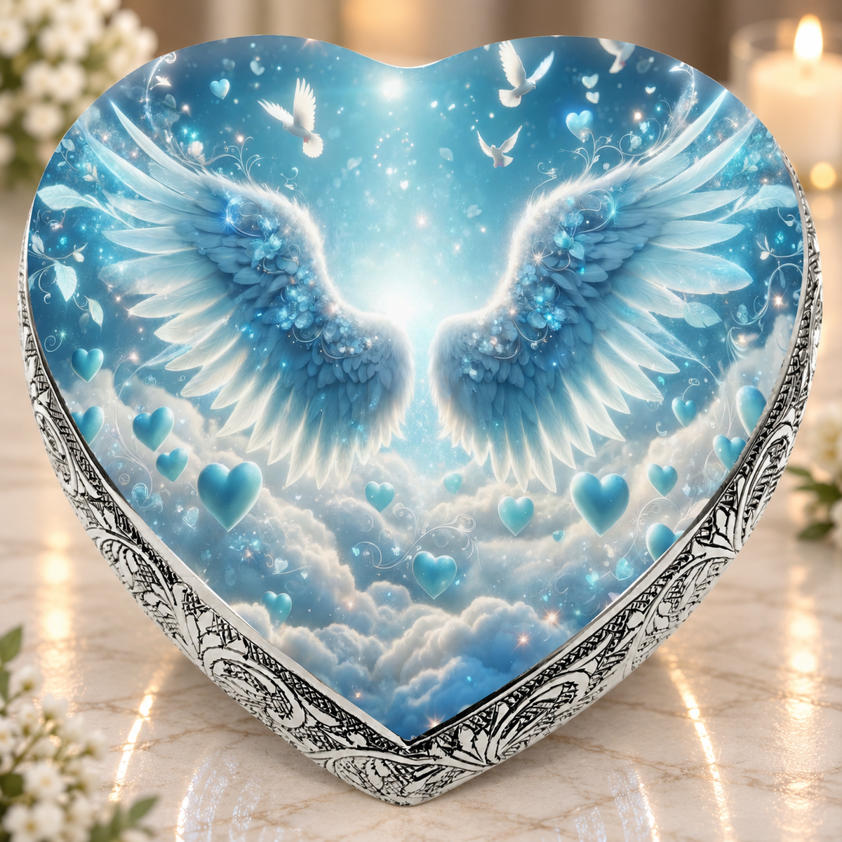 Blue Free Angel Baby or Child Cremation Urn