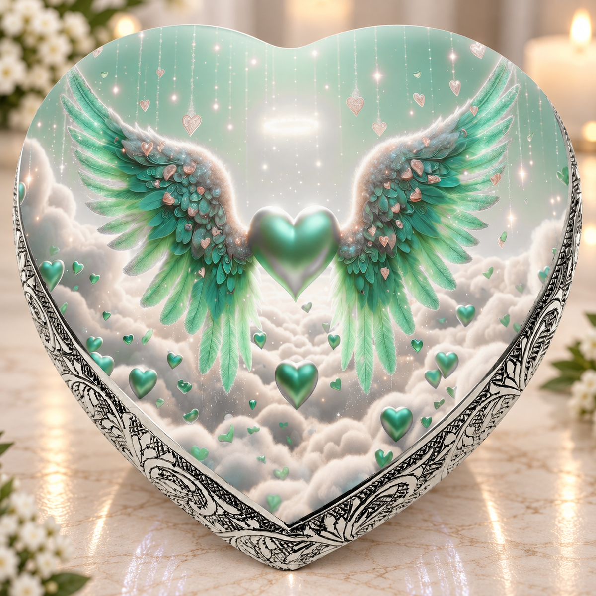 Green Free Angel Baby or Child Cremation Urn