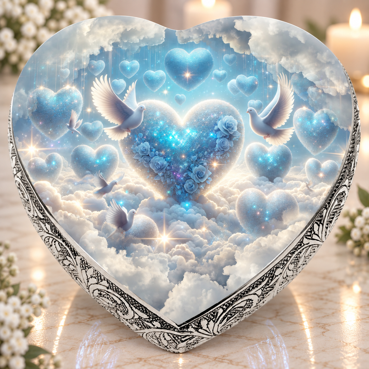 Blue Holy Doves Baby or Child Cremation Urn