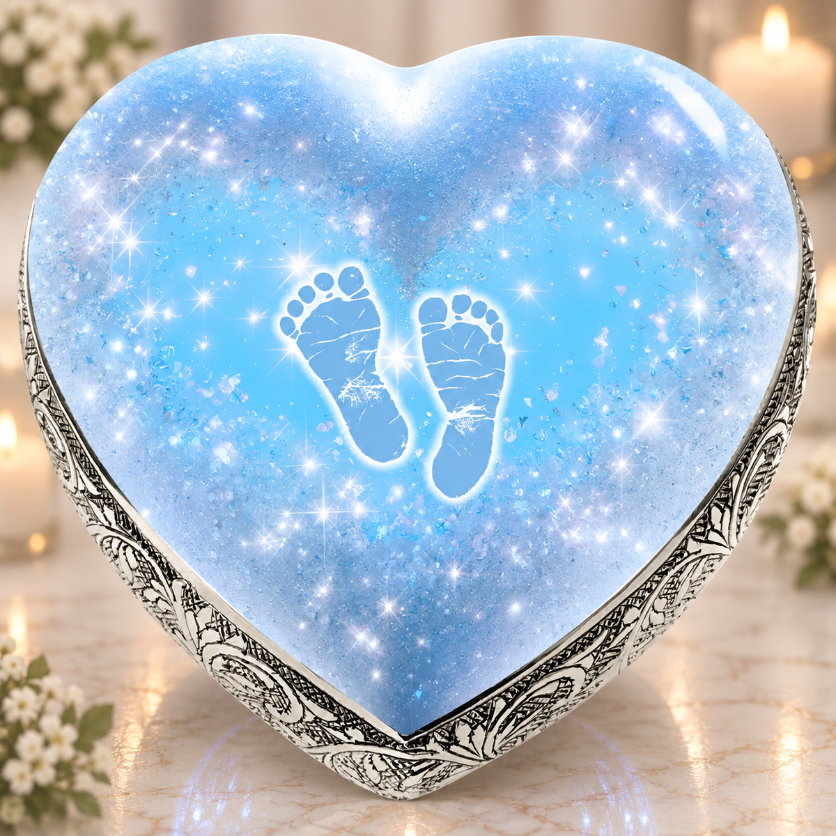 Blue Footprints Baby or Child Cremation Urn