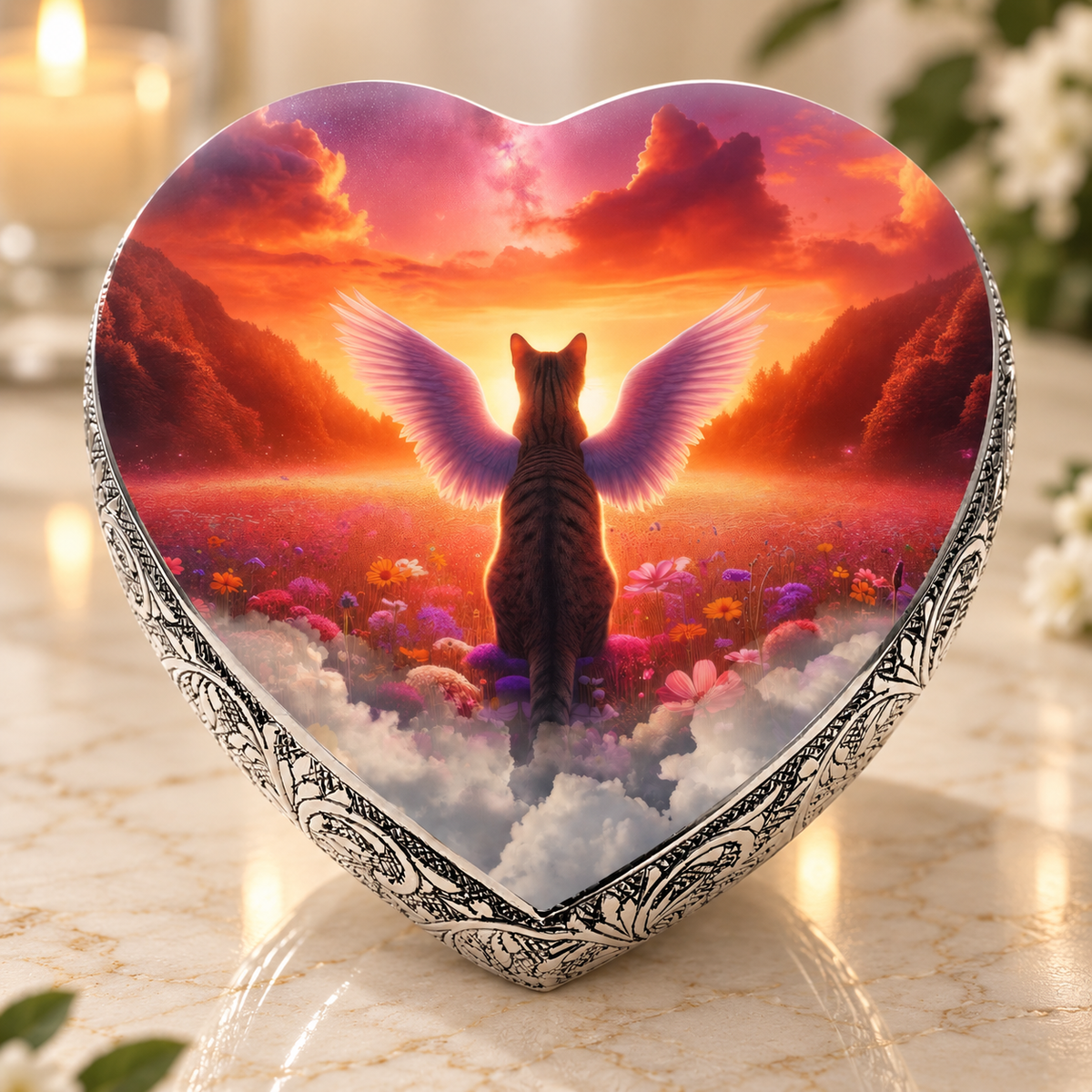 Stellar Stream Striped Cat Urn for Ashes