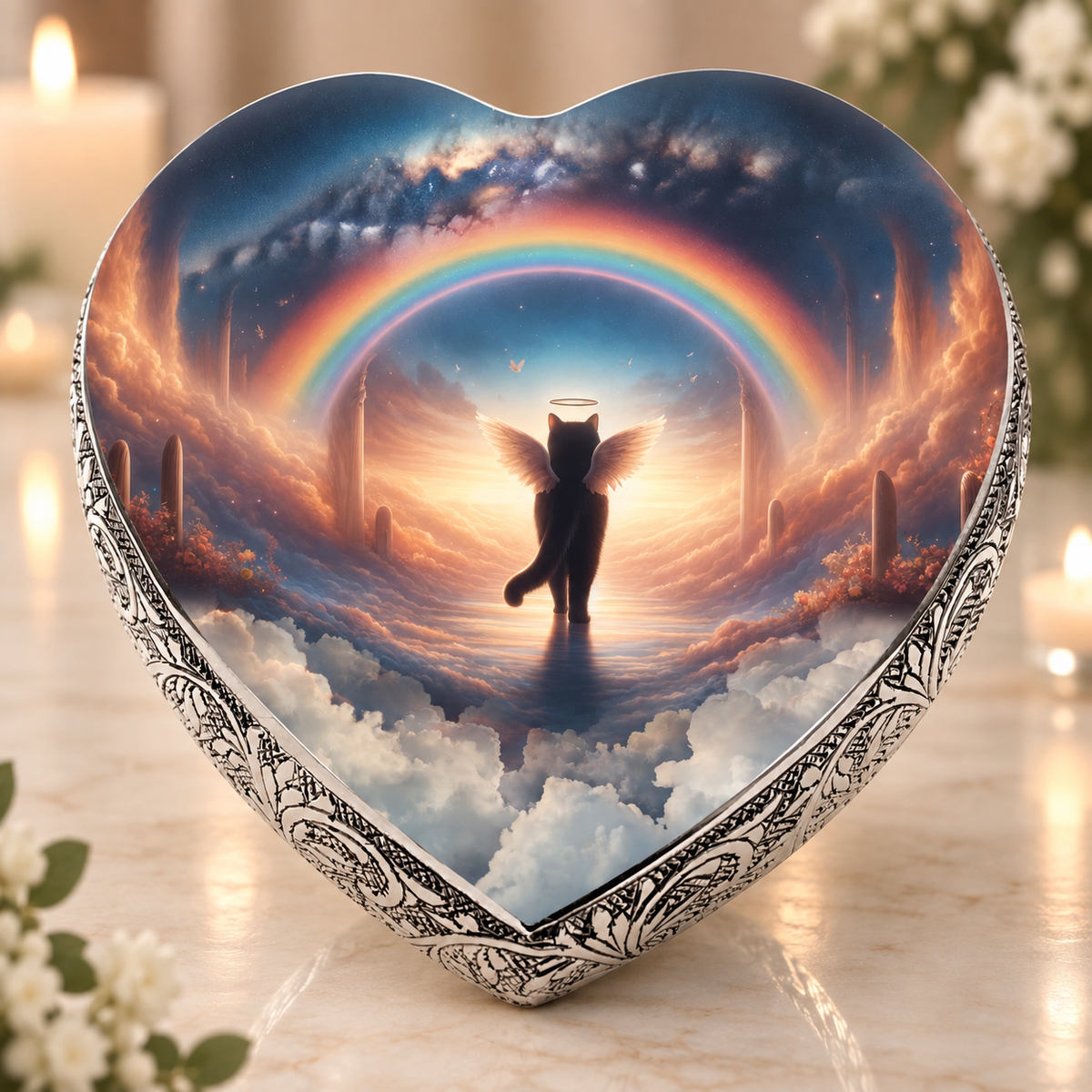 Rainbow Journey Dark Cat Urns for Cats & Cat Urns for Ashes
