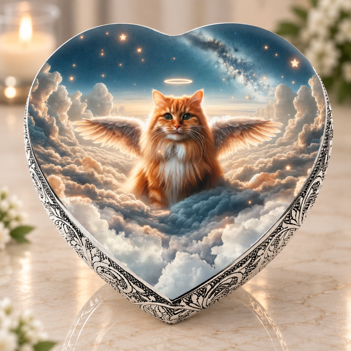 Celestial Canvas Orange Cat Urns For Ashes & Cremation Urn for Cat