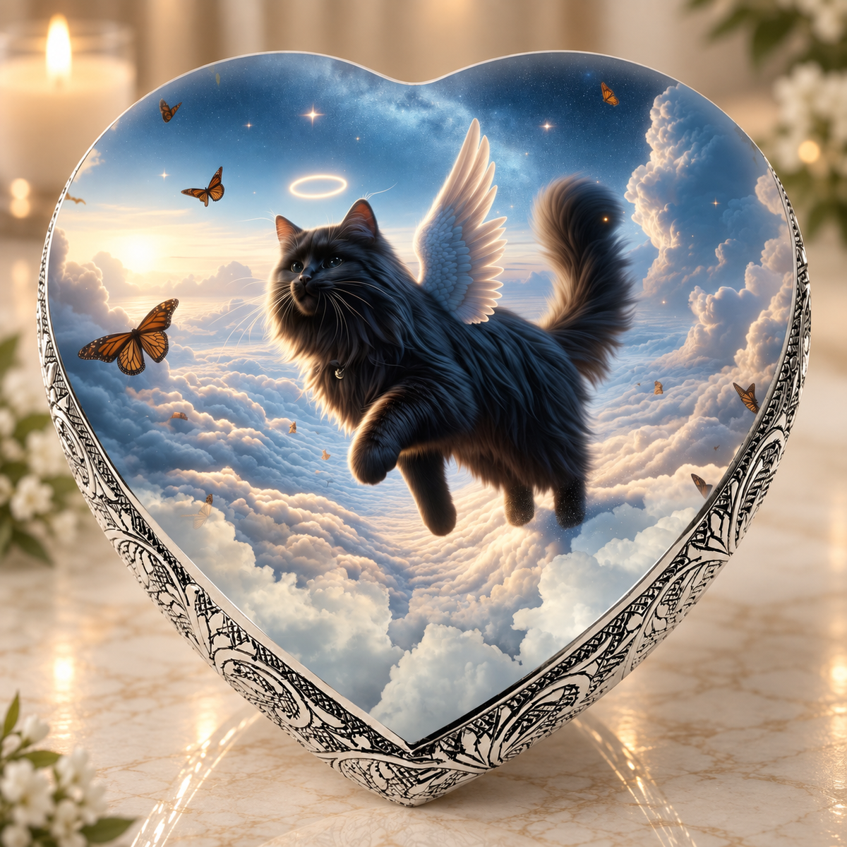 Cosmic Charm Cat Urns for Ashes & Cat Cremation Urn