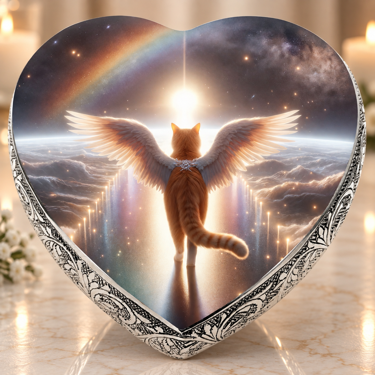 Rainbow Bridge Orange Cat Urn