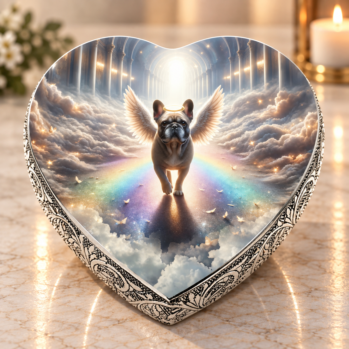 French Bulldog Dog Urn - Rainbow Arc Urn for Dog Ashes