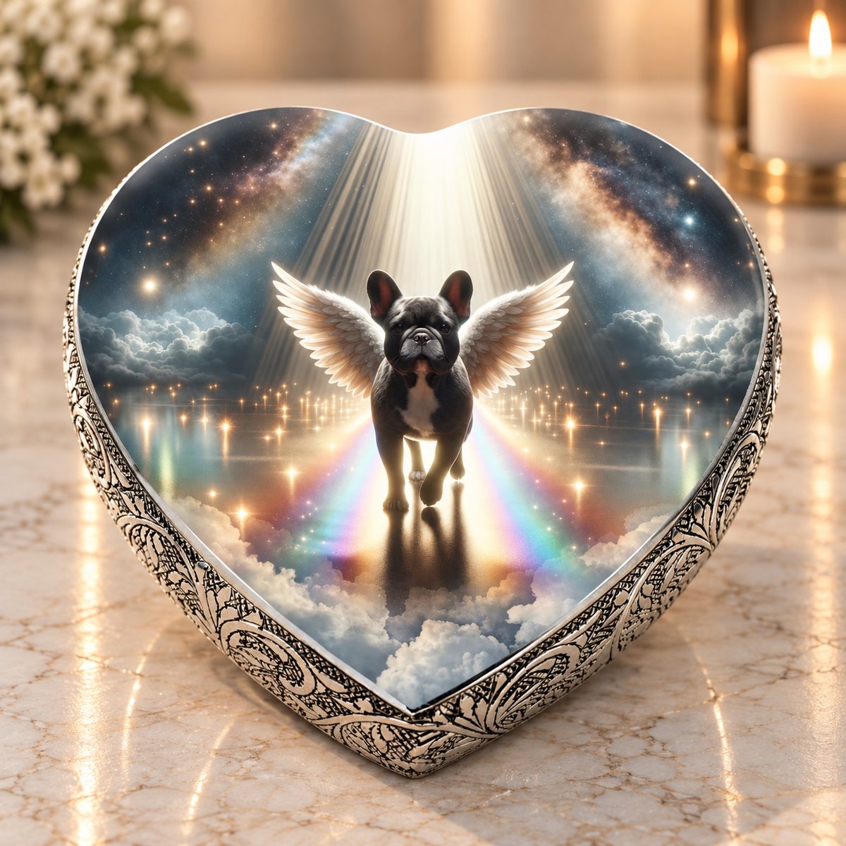French Bulldog Dog Urn - Rainbow Bridge Urn for Dog Ashes