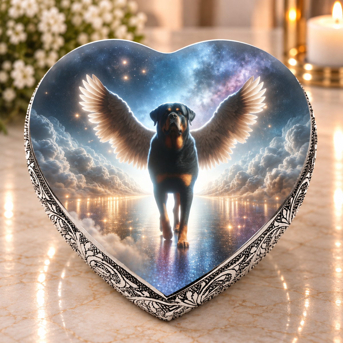 Rottweiler Urn - Dog Urn Rainbow Crossing Urn for Dog Ashes