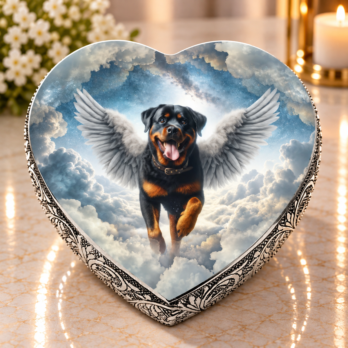 Rottweiler Urn - Dog Urn - Lunar Luster Urn for Dog Ashes