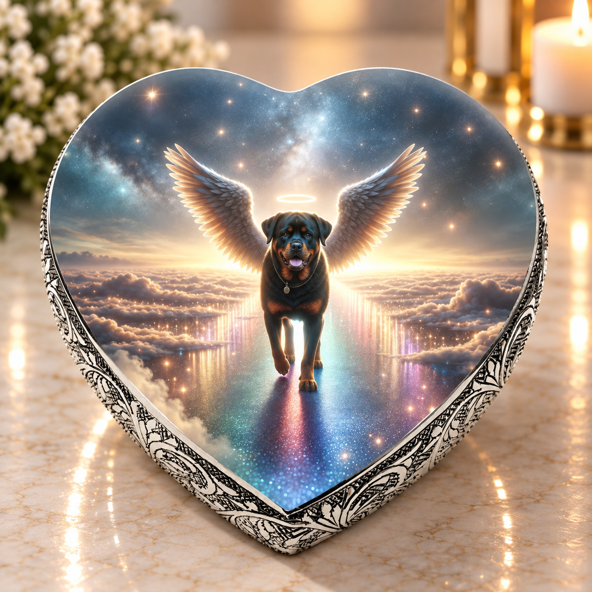 Rottweiler Urn - Dog Urn Rainbow Arc Urn for Dog Ashes