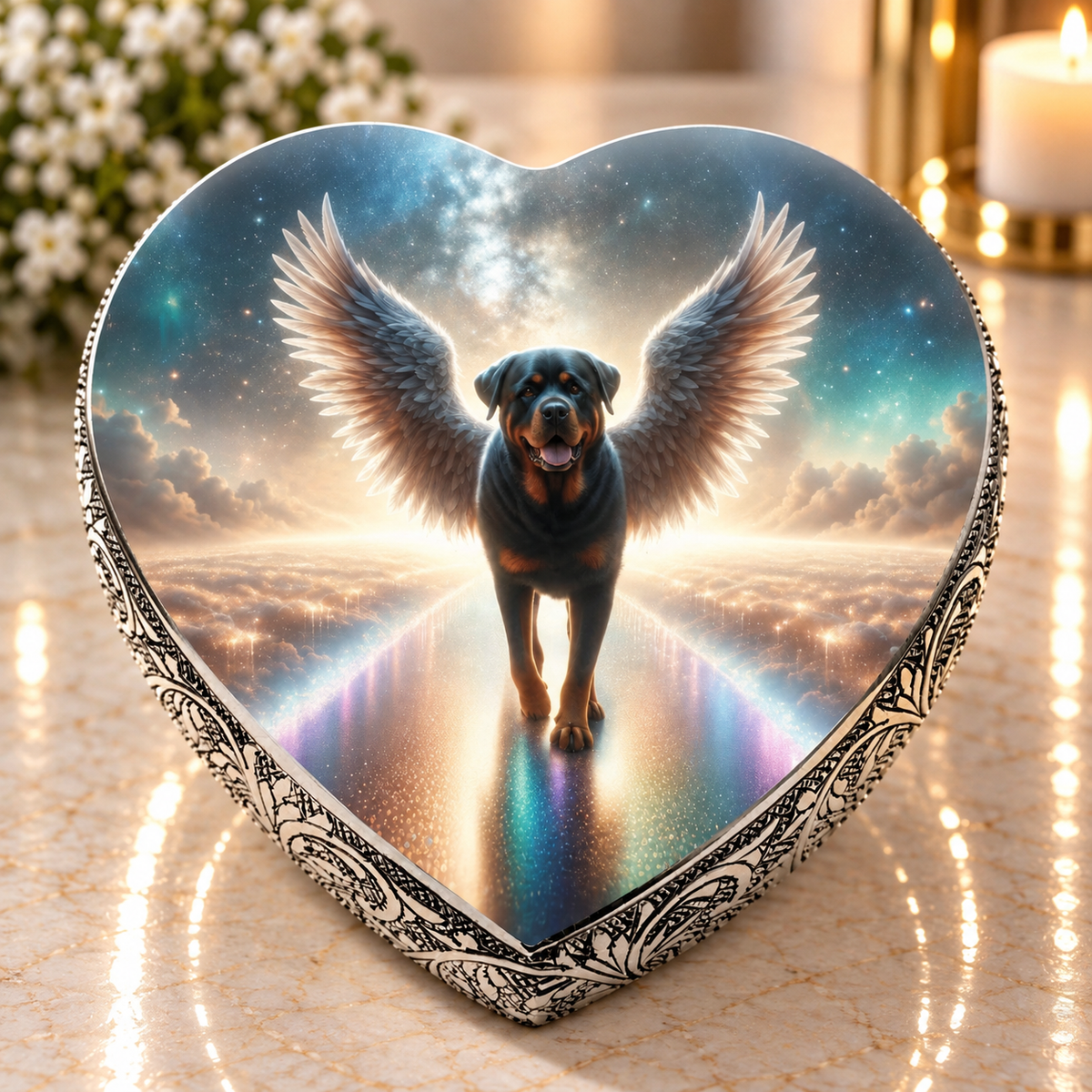 Rottweiler Urn - Dog Urn - Rainbow Bridge Dog Urn