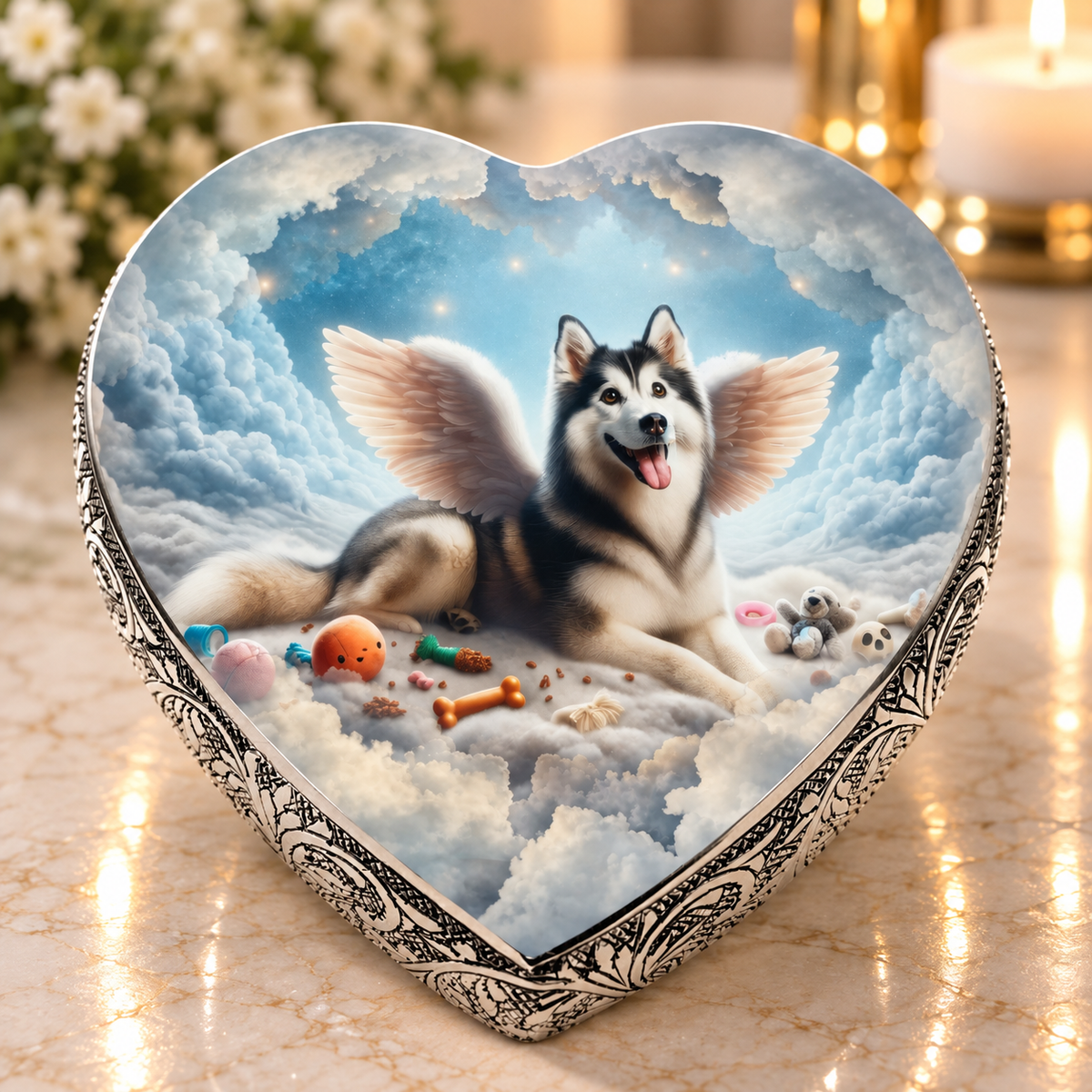 Siberian Husky Urn - Dog Urn - Celestial Dreamscape Dog Urn