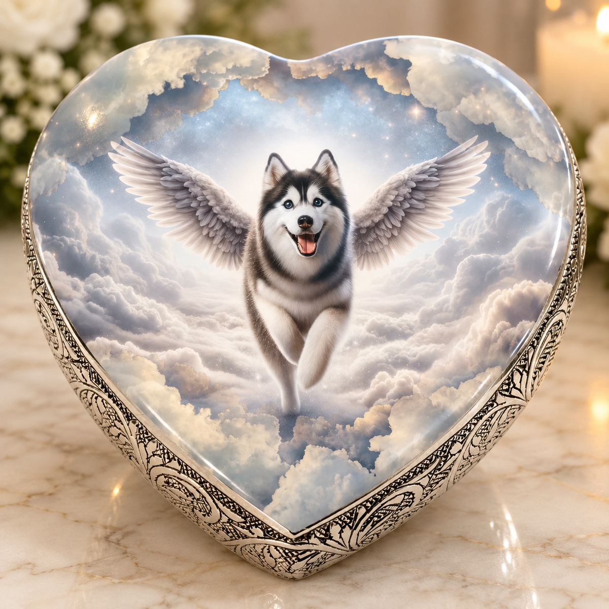 Siberian Husky Urn - Dog Urn- Angelic Majesty Dog Urn