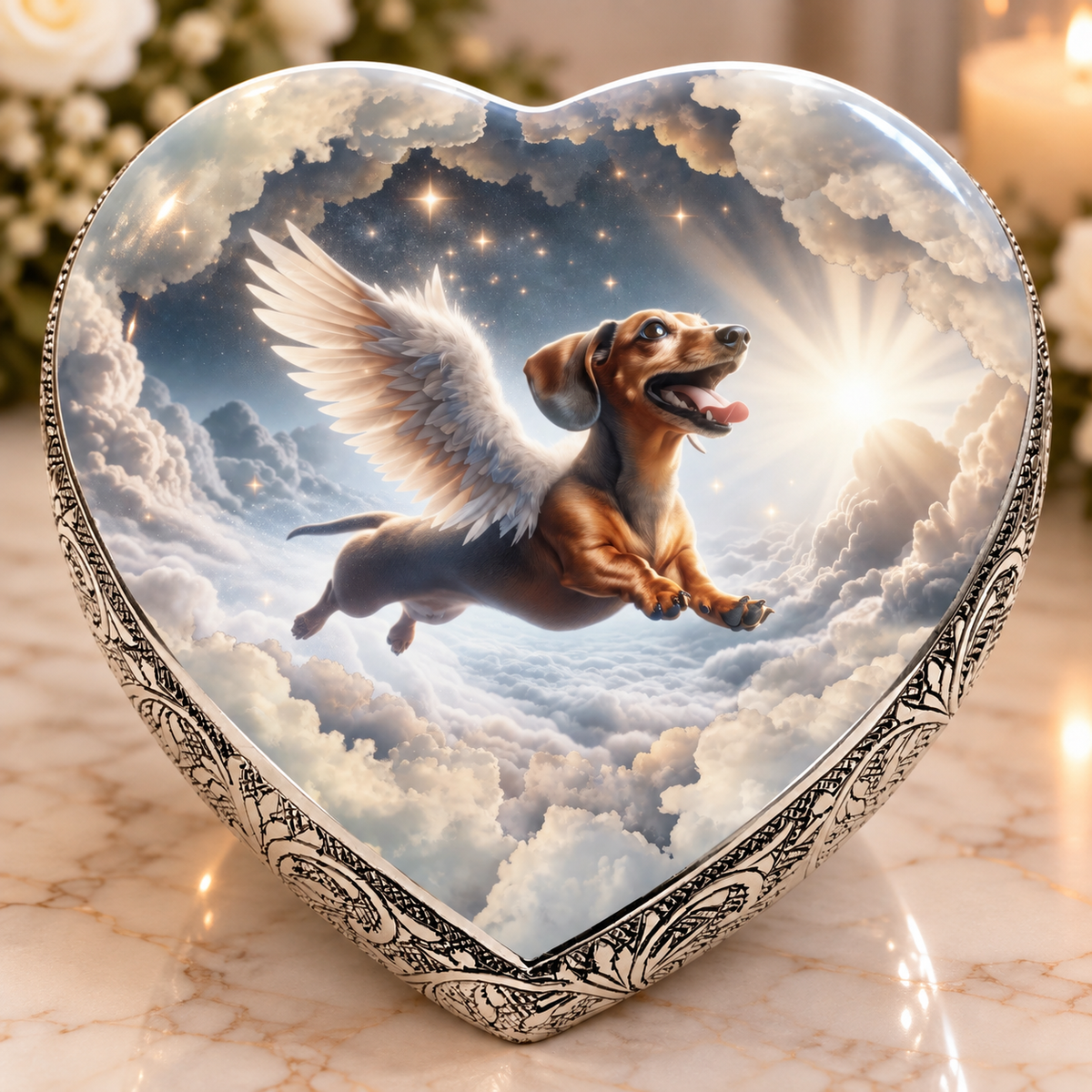 Dachshund Urn - Dog Urn- Sacred Skyscape Dog Urn