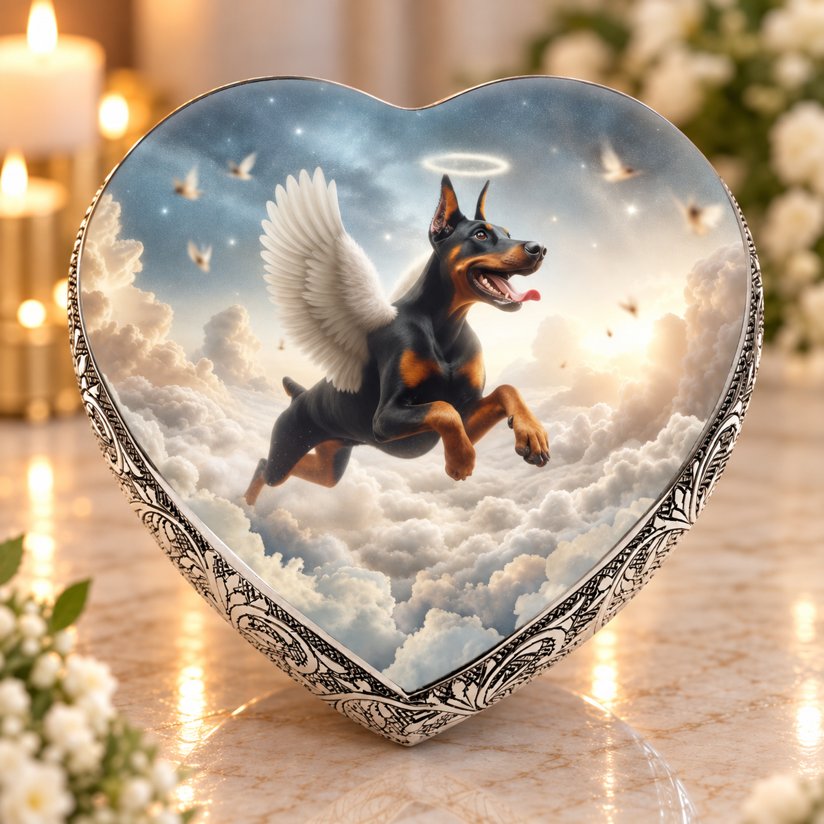 Doberman Pinscher Urn - Dog Urn - Edenic Splendor Dog Urn