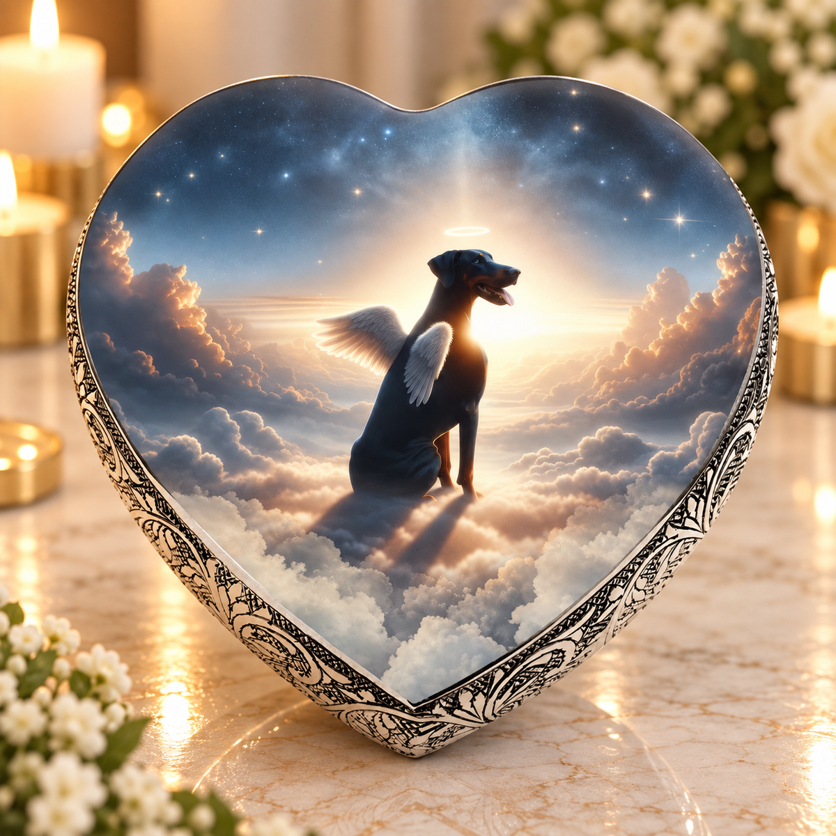 Doberman Pinscher Urn - Dog Urn- Angel's Vision Dog Urn