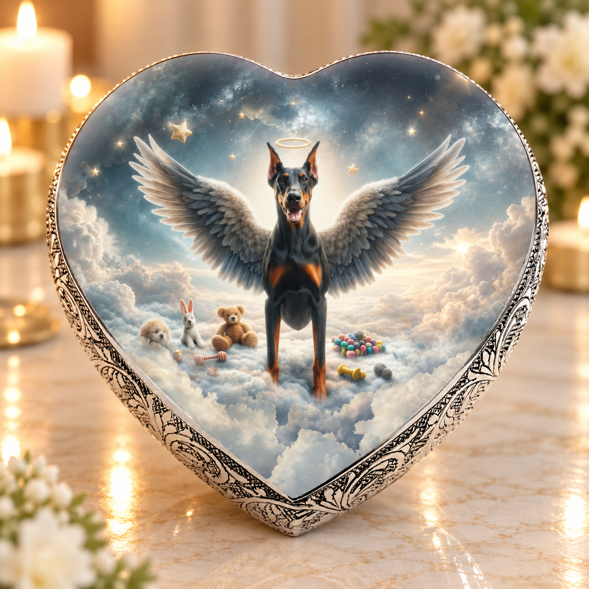 Doberman Pinscher Urn - Dog Urn - Celestial Vision Dog Urn