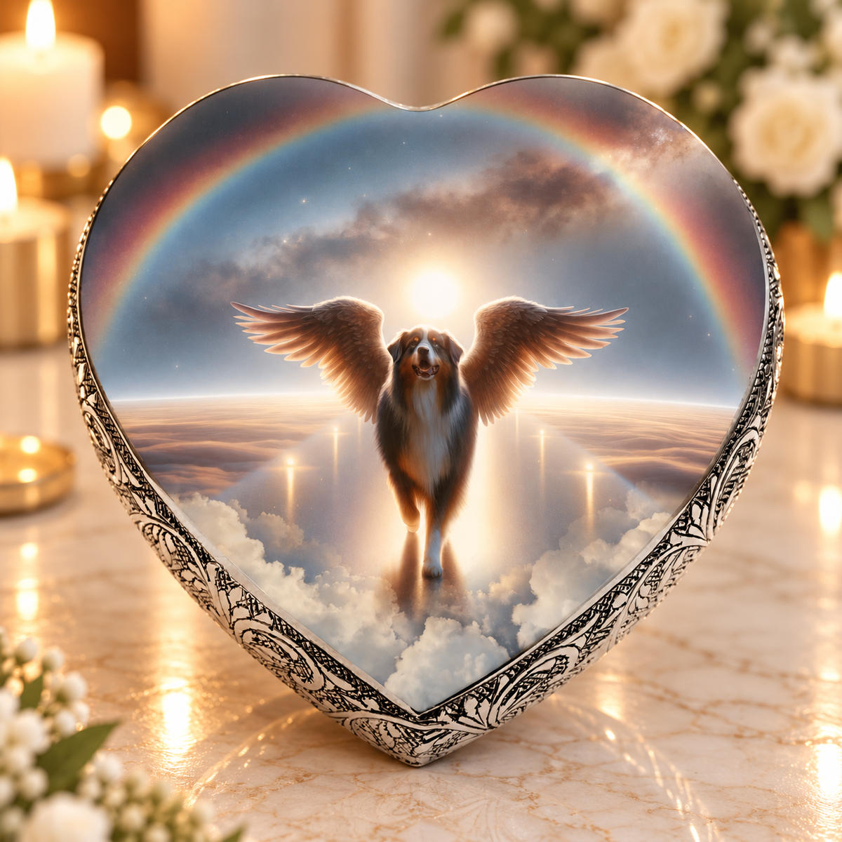 Australian Shepherd Urn - Dog Urn - Rainbow Bridge Dog Urn