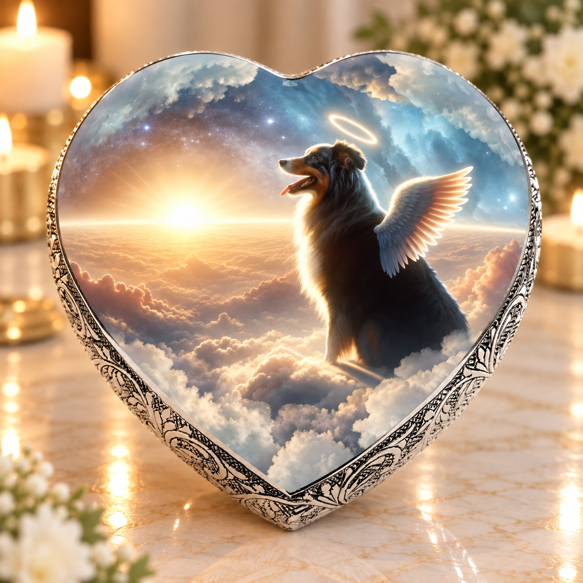 Australian Shepherd Urn for Dog Ashes - Cosmic Bliss Dog Urn