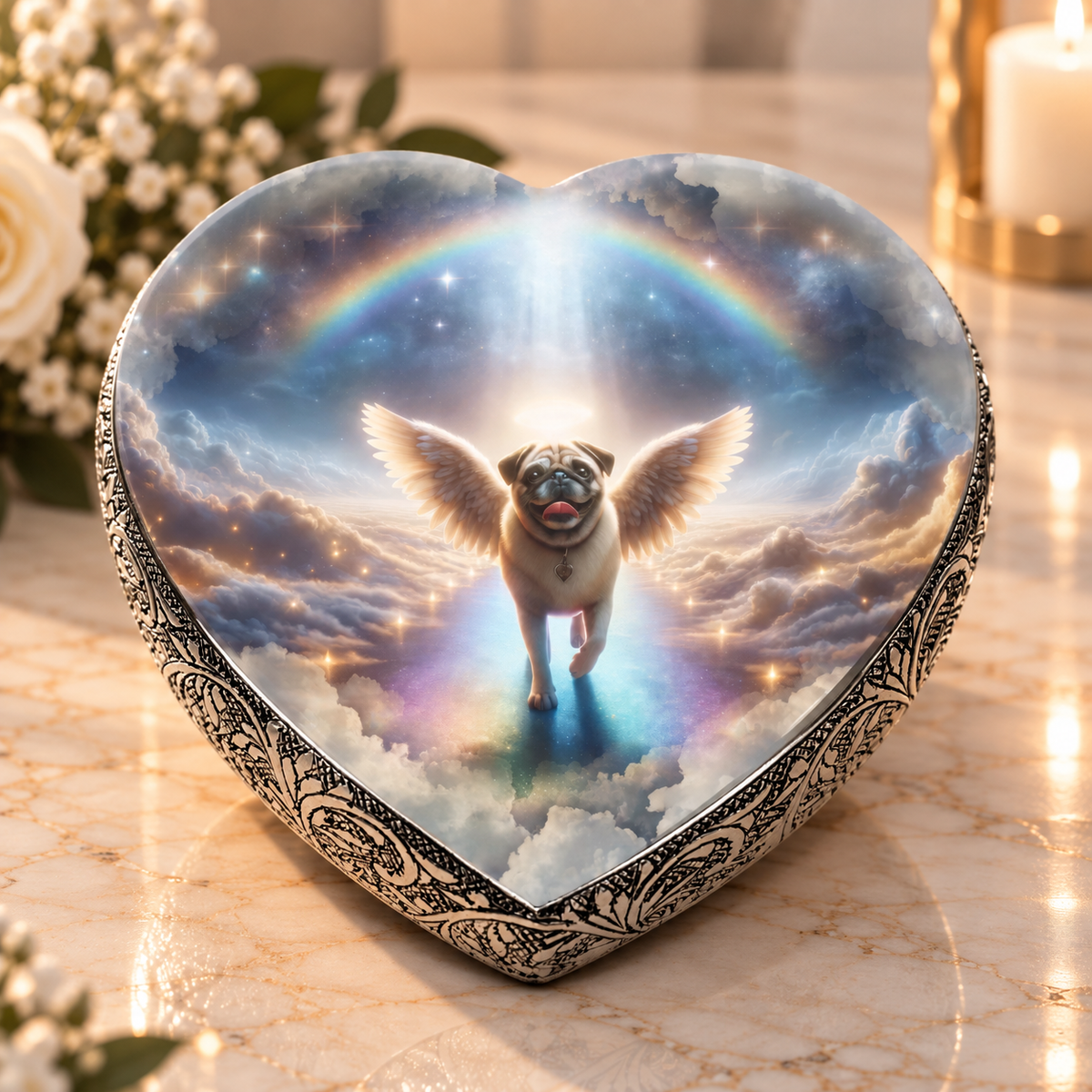 Pug Urn - Dog Urn - Rainbow Bridge Dog Urn