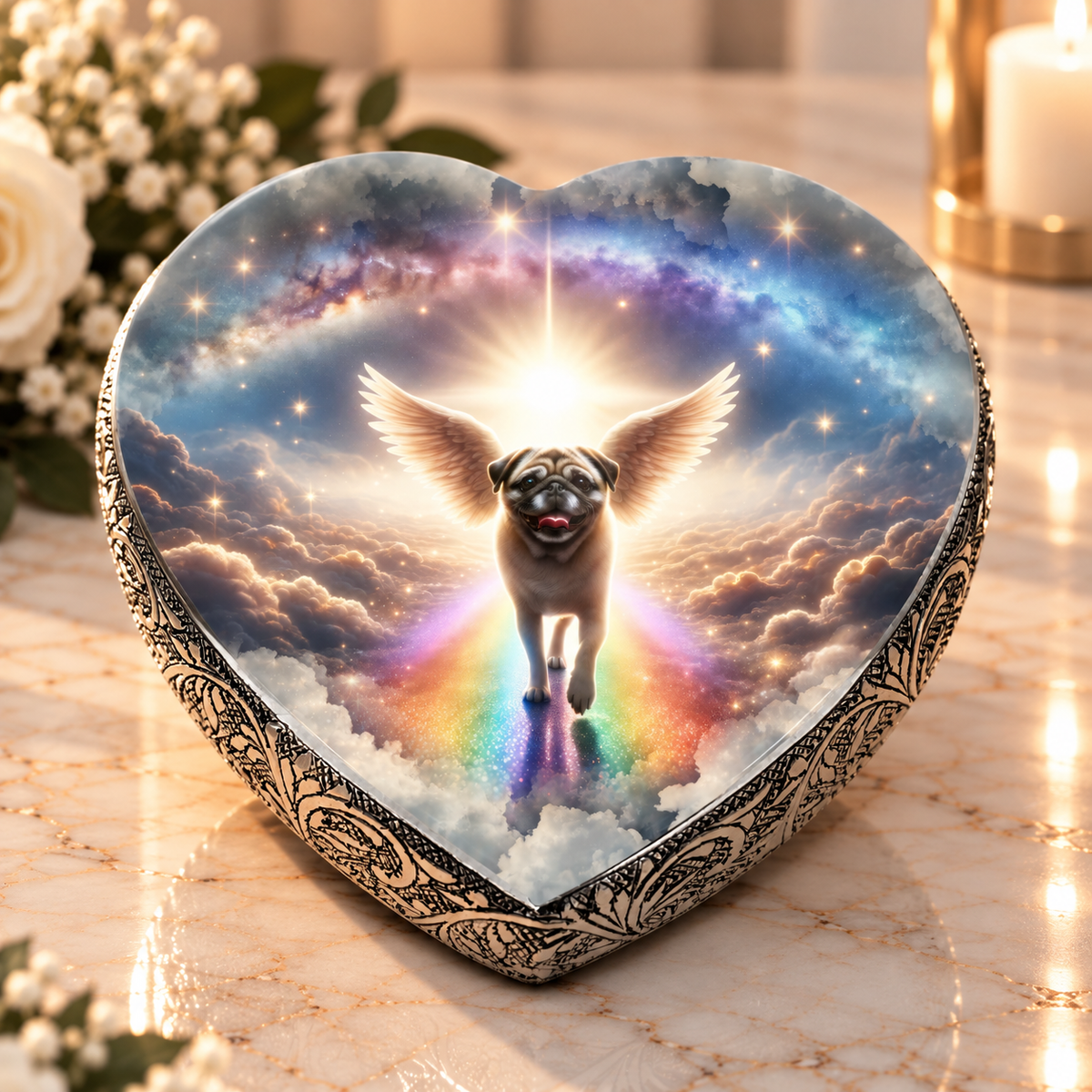 Pug Urn - Dog Urn - Rainbow Crossing Dog Urn