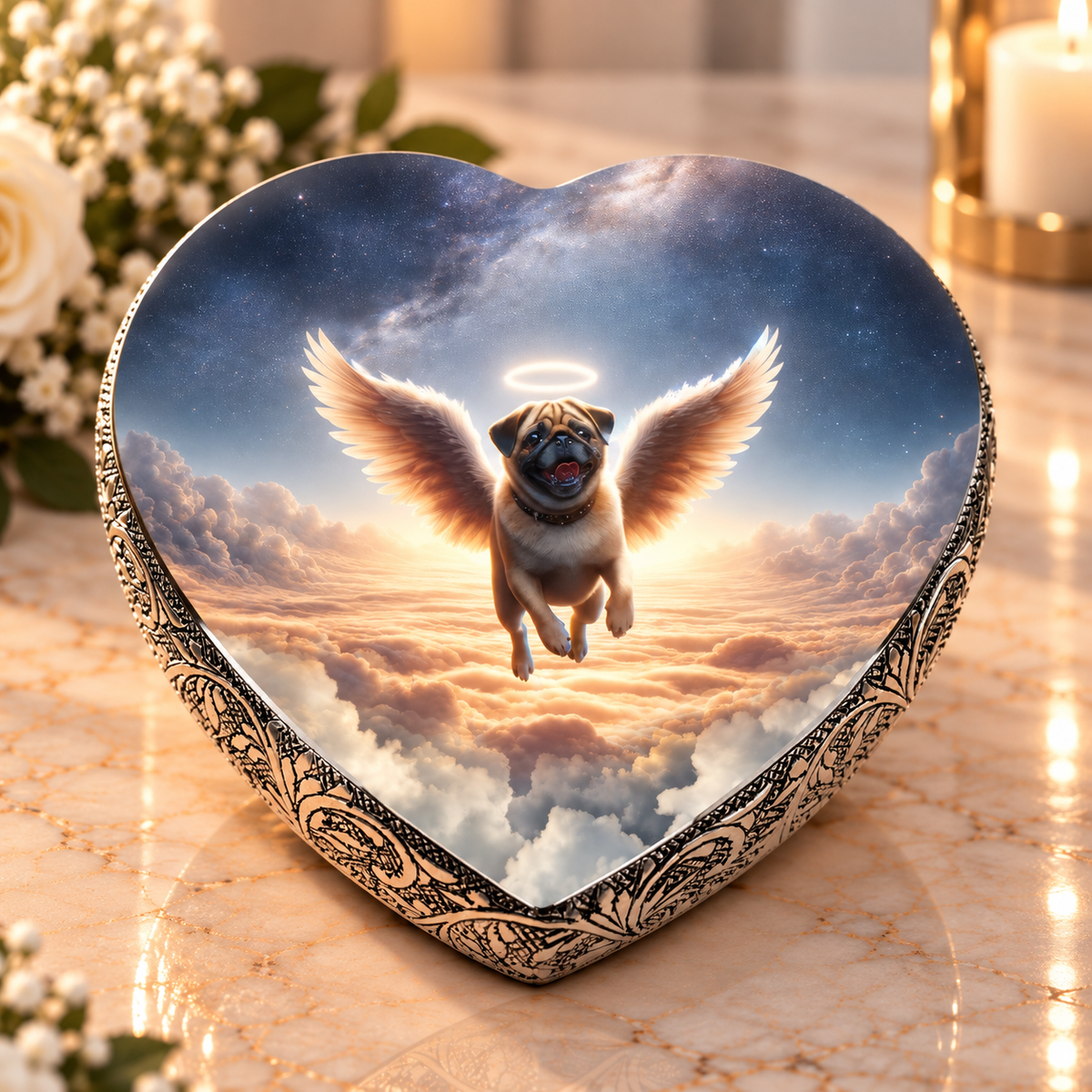 Pug Urn - Dog Urn - Celestial Cloud Dog Urn