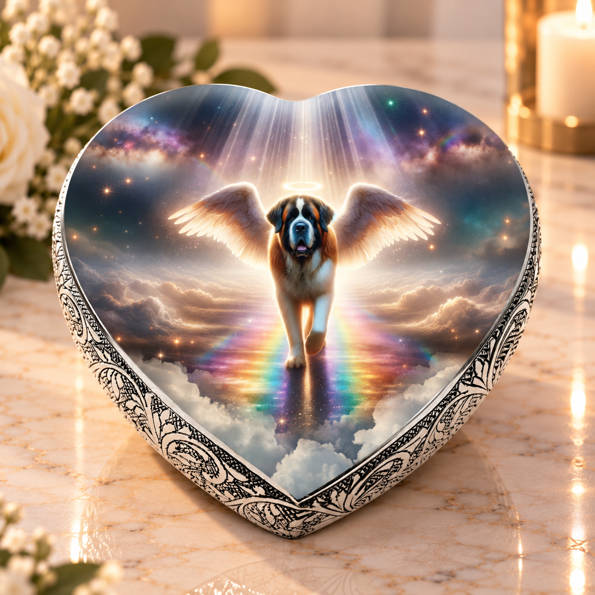 St Bernard Urn - Dog Urn Rainbow Bridge Urn for Dog Ashes