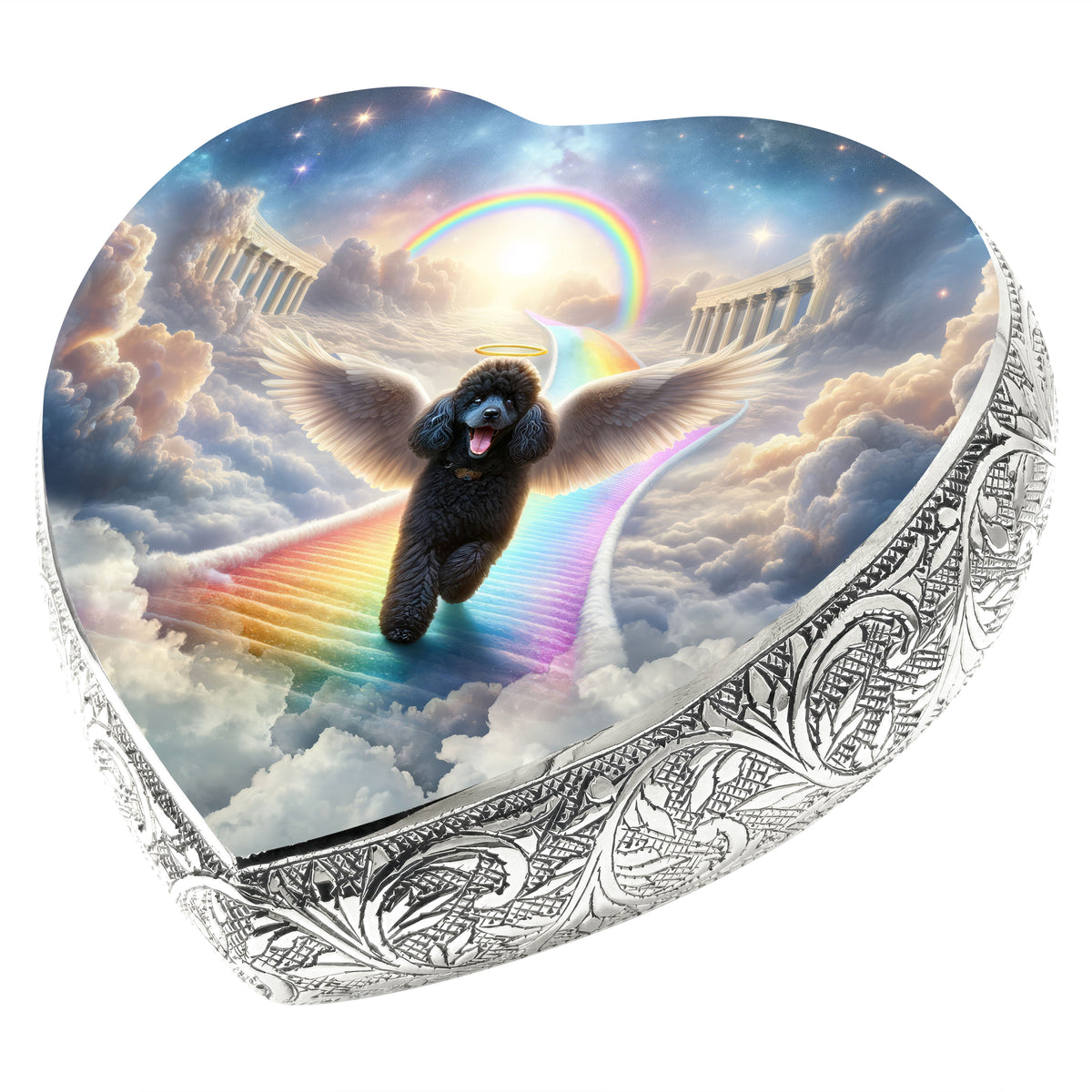 Dark Mini Poodle - Rainbow Bridge Dog Urn